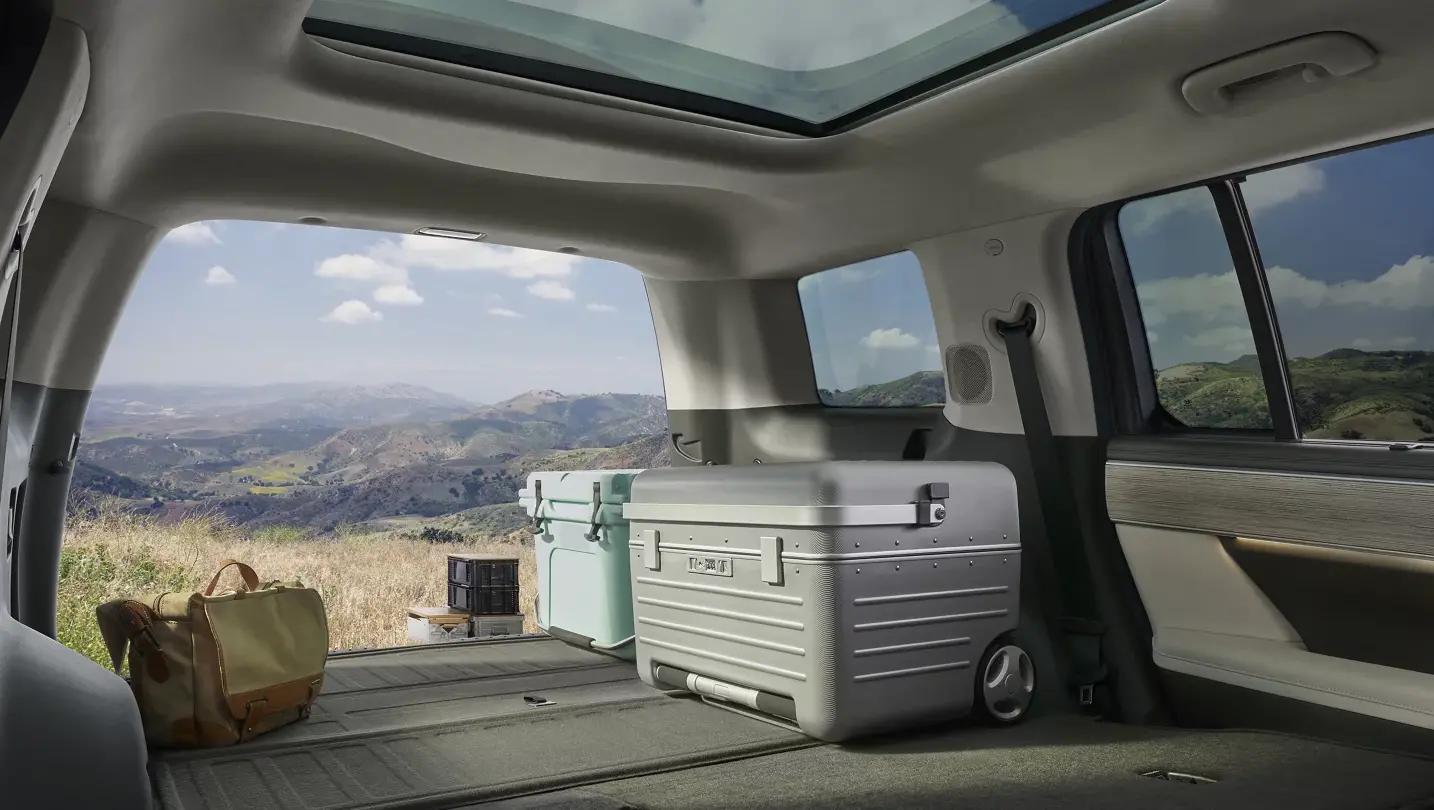 2024 Hyundai Santa Fe interior with camping gear