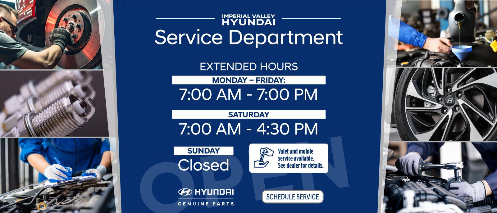 Imperial Valley Hyundai Service Hours