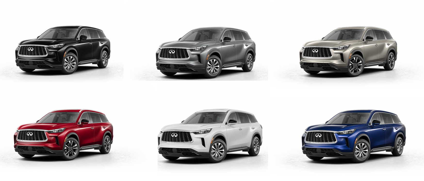 An easy visual guide to the newest Infiniti QX60 color options.