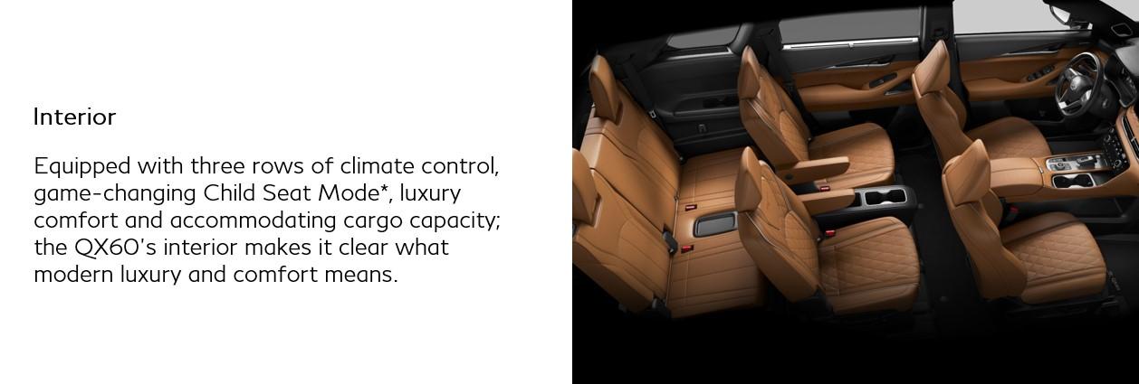 Three rows of climate control, child seat mode, luxury comfort and cargo capacity. Modern Luxury and comfort