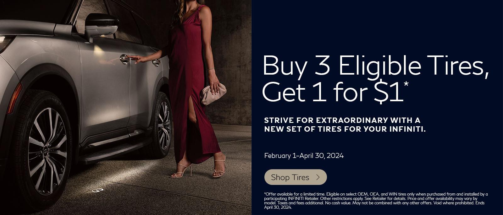 Buy 3 eligible Tires, Get 1 For $1