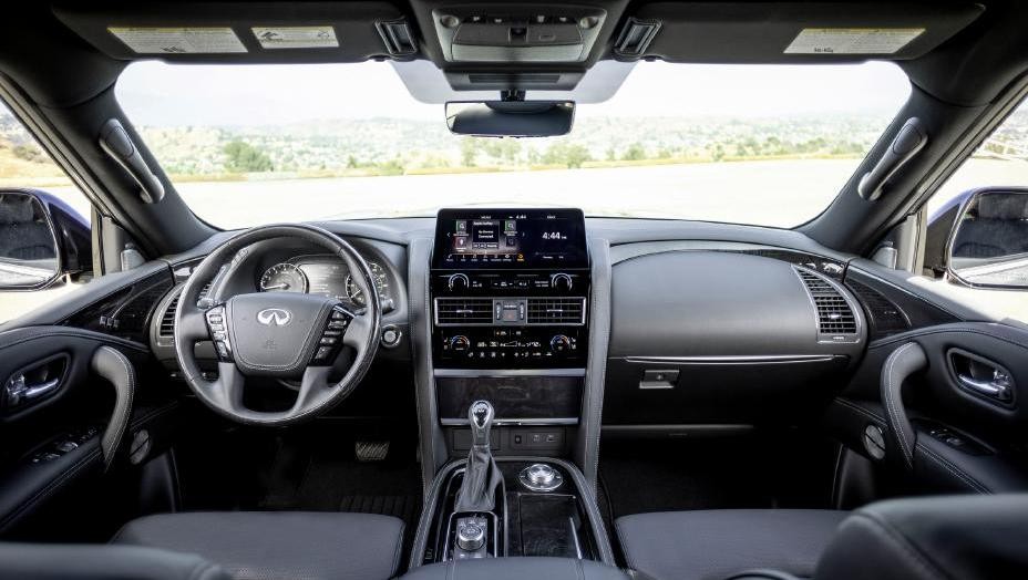 The 2022 INFINITI QX80 has been significantly refined in 2022 with a widescreen, high-definition 12.3-inch INFINITI InTouch display that includes wireless Apple CarPlay and USB-based Android Auto compatibility. Standard on all grades, the new display includes navigation and INFINITI's InTouch Services. An all-new wireless smartphone charger is included along with a Bose® Premium Sound system, and Intelligent Cruise Control to support the driver.