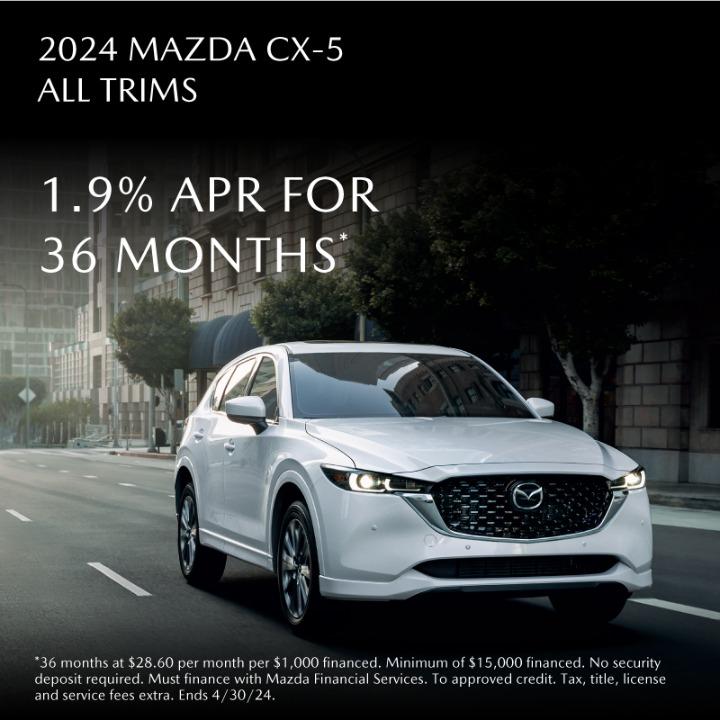 2024 Mazda  CX-5 1.9%APR for 36 months