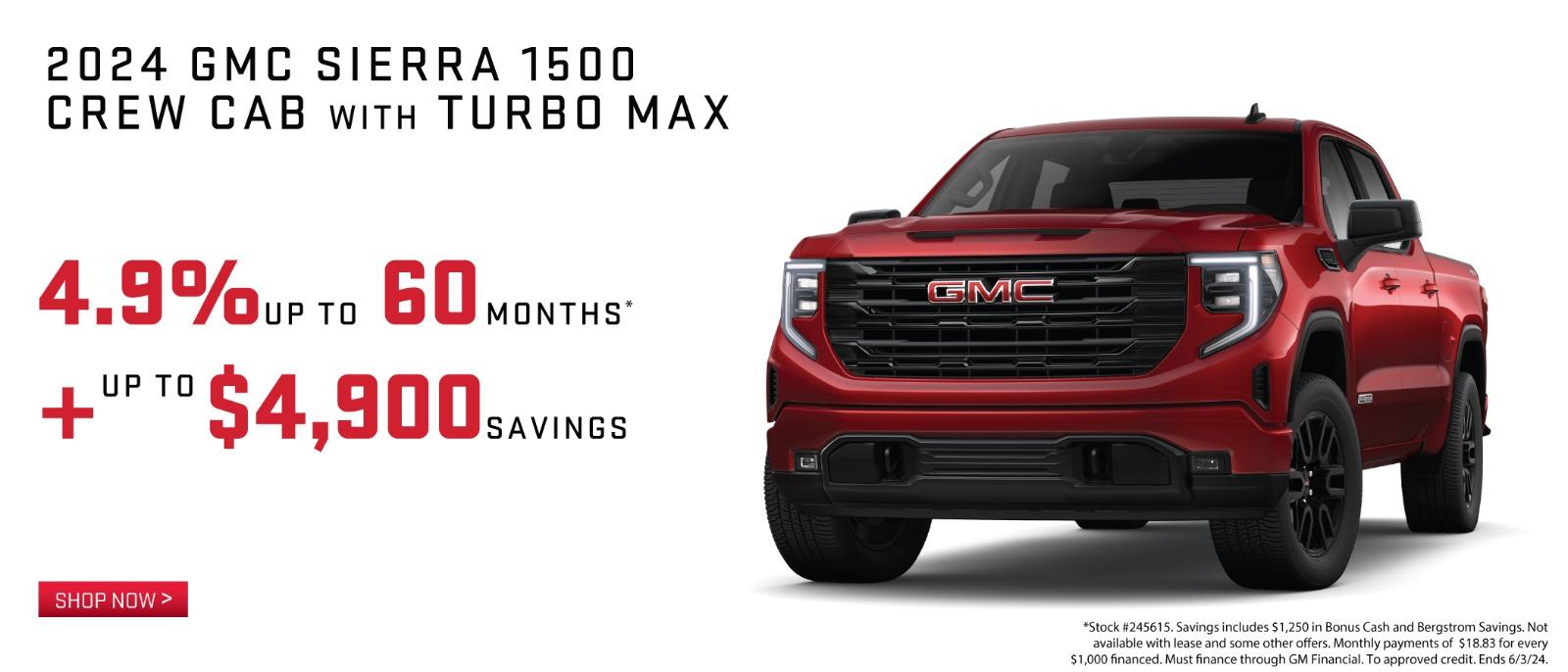 2024 GMC Sierra 1500 4.9& up to 60 months plus up to $4,900 savings