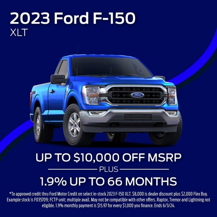2023 Ford F-150 up to $10,000 off MSRP plus 1.9% UP TO 66 months