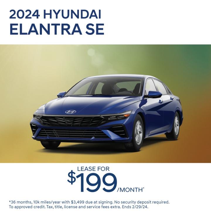 2024 Hyundai Elantra lease for $199 per month