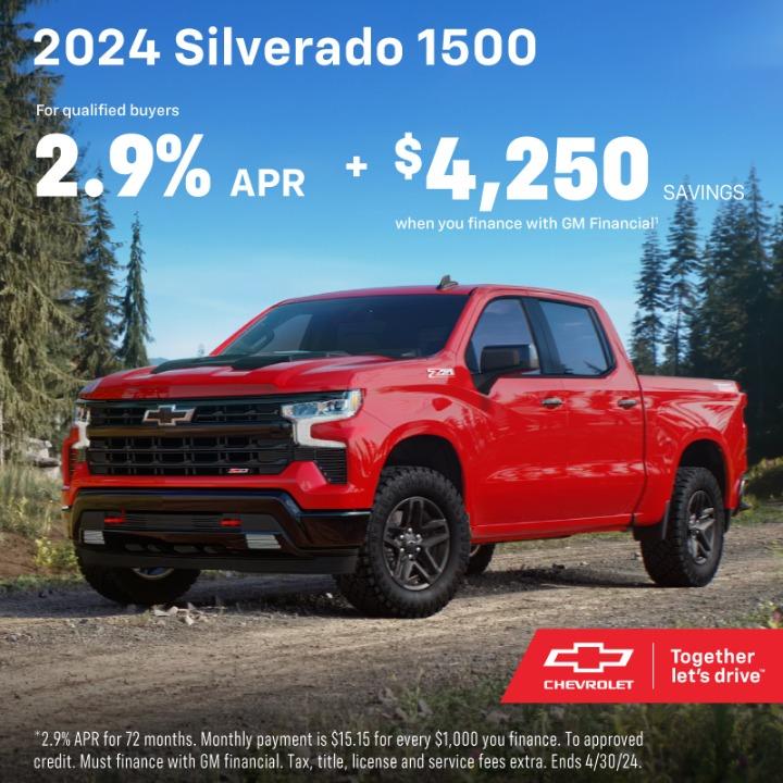 2024 Chevy Silverado 1500 2.9% apr + $4,250 Savings