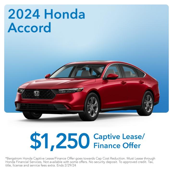 2024 Honda accord $1,250 Loyalty Appreciation