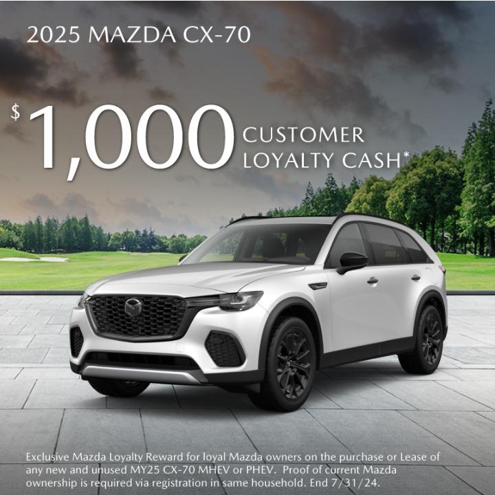 2025 Mazda CX-70 $1,000 Customer cash