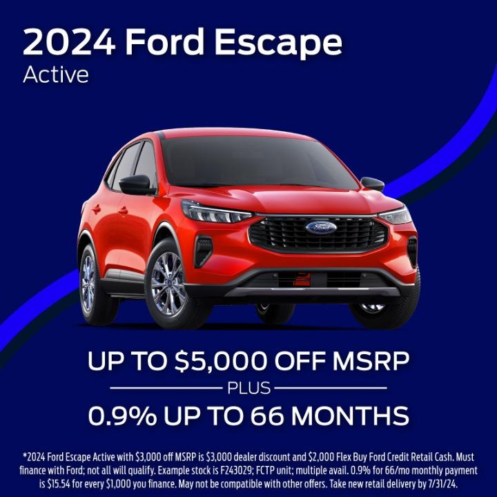 2024 Ford Escape Up to$5,000 off MSRP
