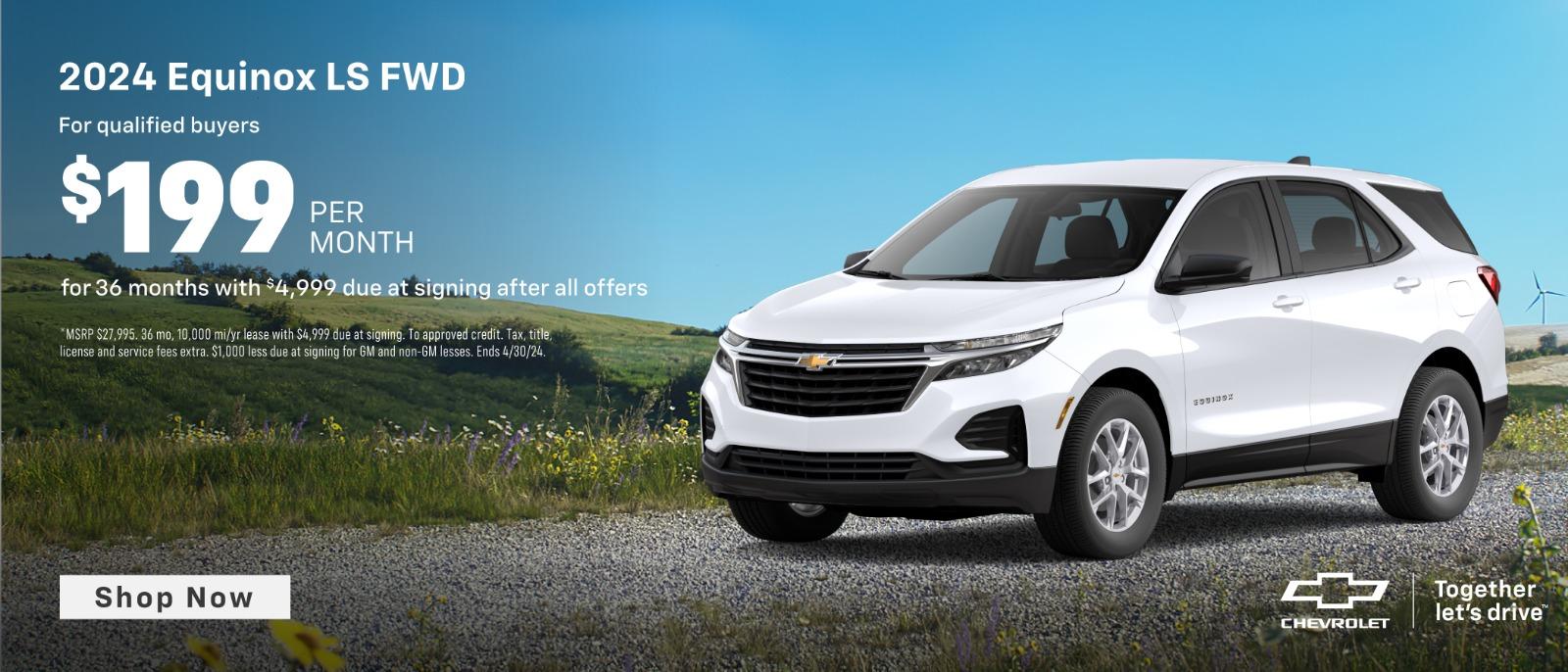 2024 Chevy Equinox lease for $199 per month for 36months