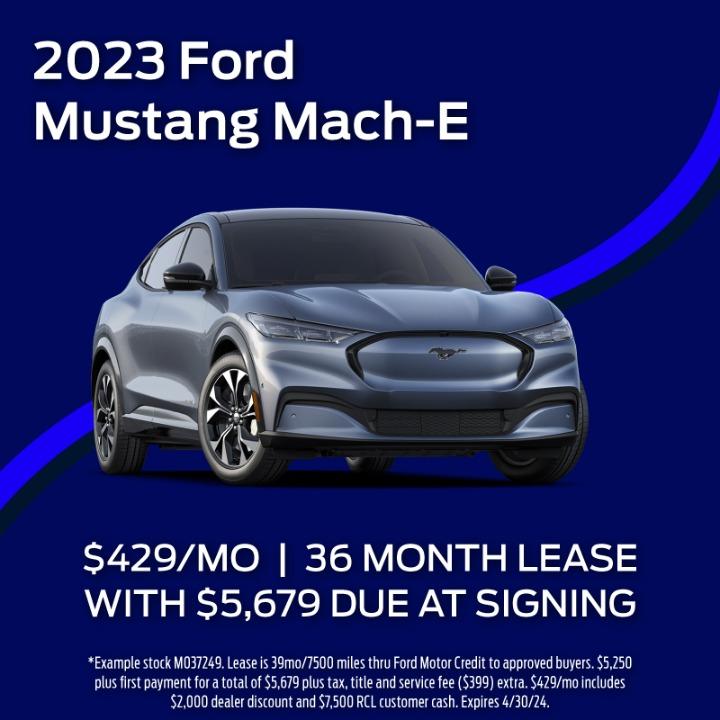2023 Ford Mustang Mach E lease for $429 per month for 36 months