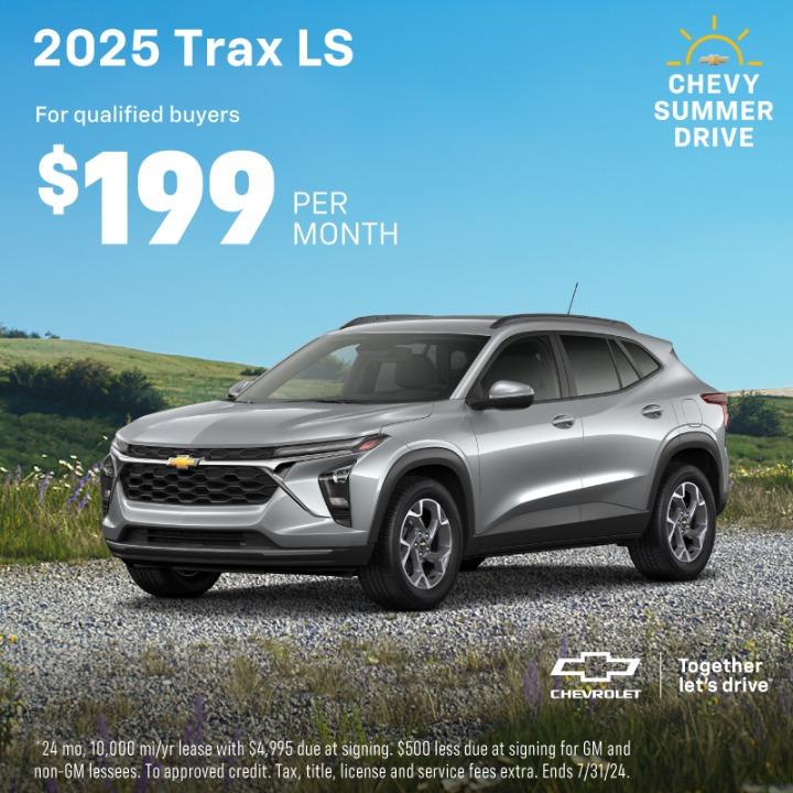 2025 Chevy Trax LS  Lease for $199 per month