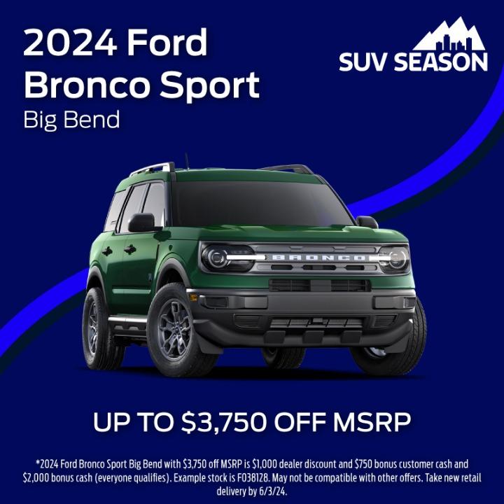 2024 Ford Bronco Sport up to $3,750 off MSRP