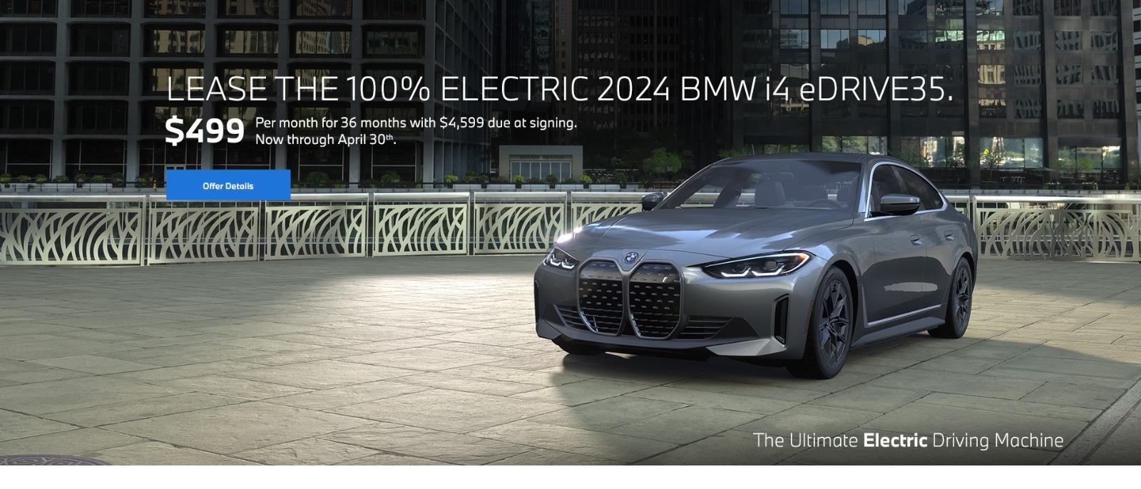 2024 BMW i4 eDrive35 lease for $499 per month for 36 months
