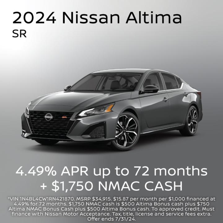 2024 Nissan Altima| 4.49%APR up to 72 months + $1,750 NMAC Cash