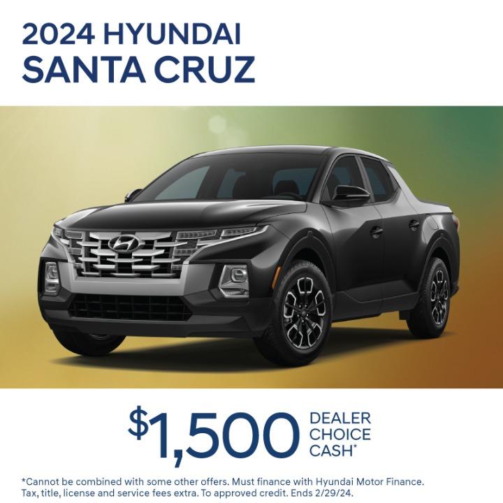 2024 Hyundai Santa Cruz $1,500 Dealer Choice Cash