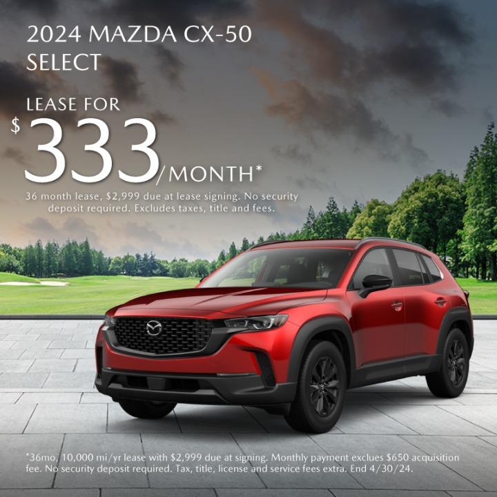 2024 Mazda CX-50 lease for $333 per month for 36 months