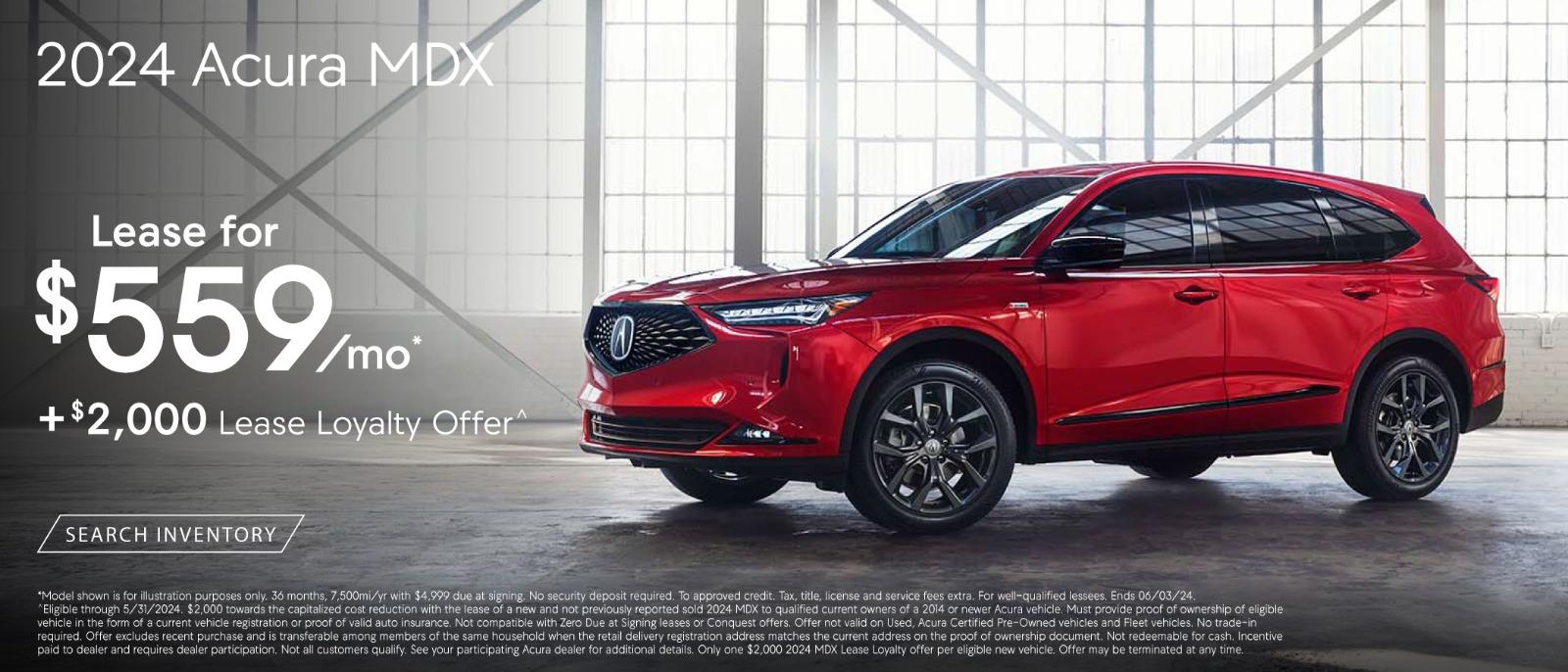 2024 Acura MDX Lease for $559 per month