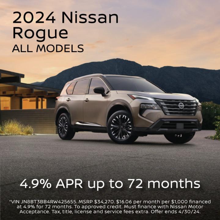 2024 Nissan Rogue 4.9% Apr up to 72Months