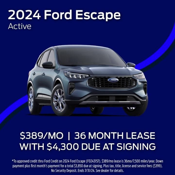 2024 Ford Escape $389 per month for 36 months