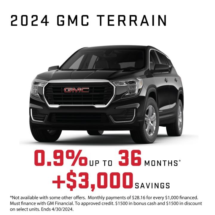 2024 GMC Terrain 0.9% up to 36 months + $3,000 savings