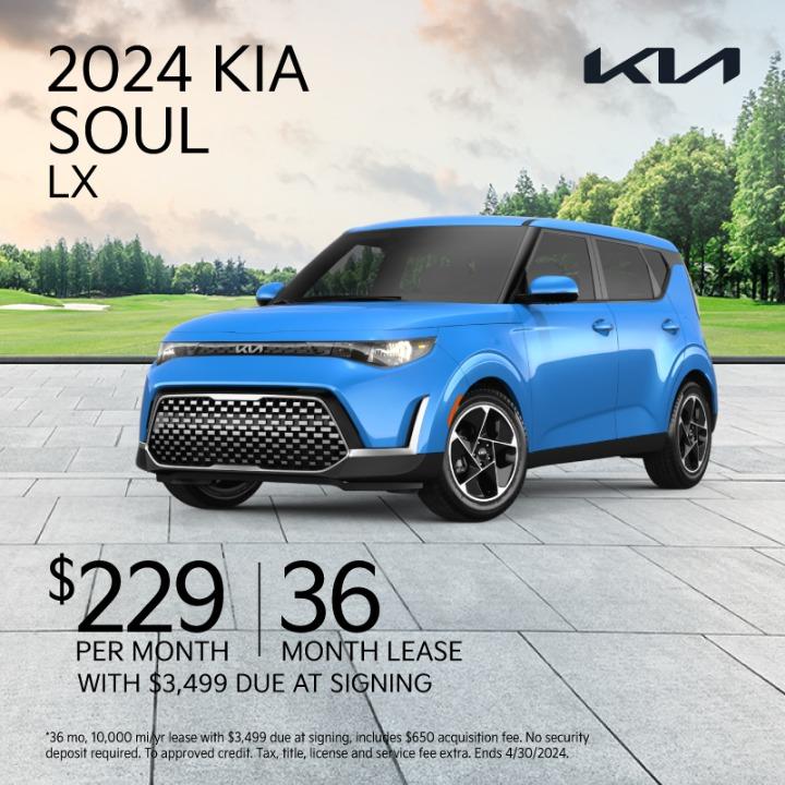 2024 KIA Soul lease for $229 per month for 36 months