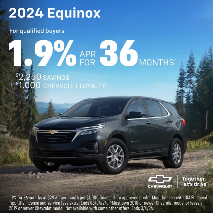 2024 Chevy Equinox 1.9% APR for 36 Months