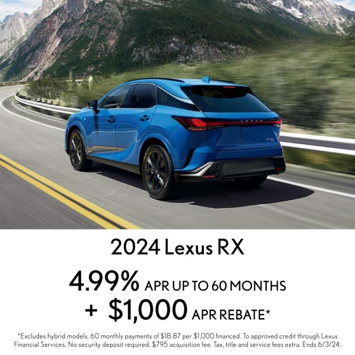 2024 Lexus RX 4.99% APR Up to 60months + $1,000 apr rebate