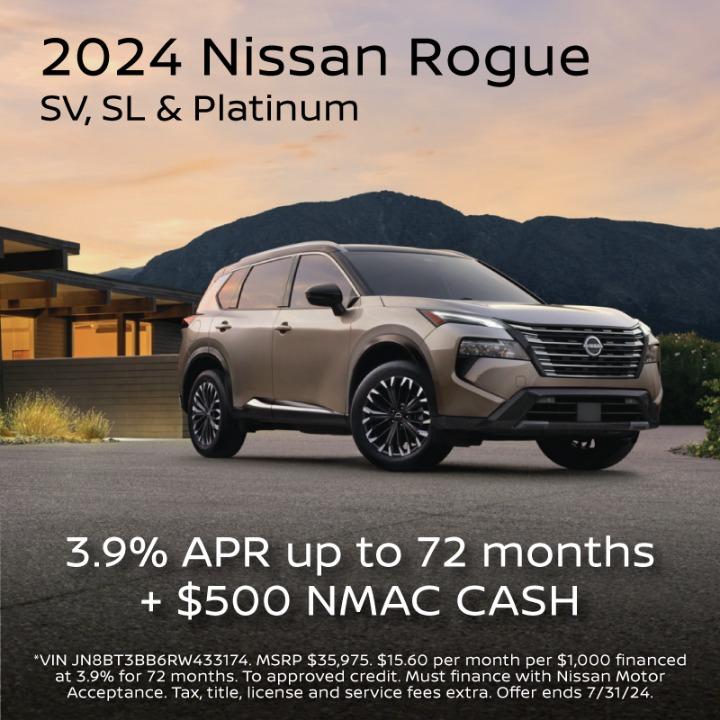 2024 Nissan Rogue 3.9% Apr up to 72Months