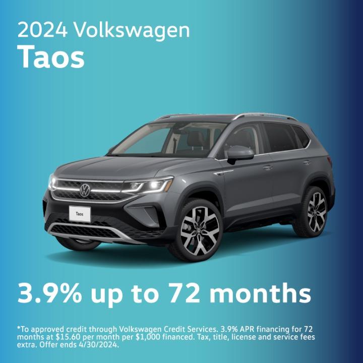 2024 Volkswagen Taos 3.9%APR up to 72months