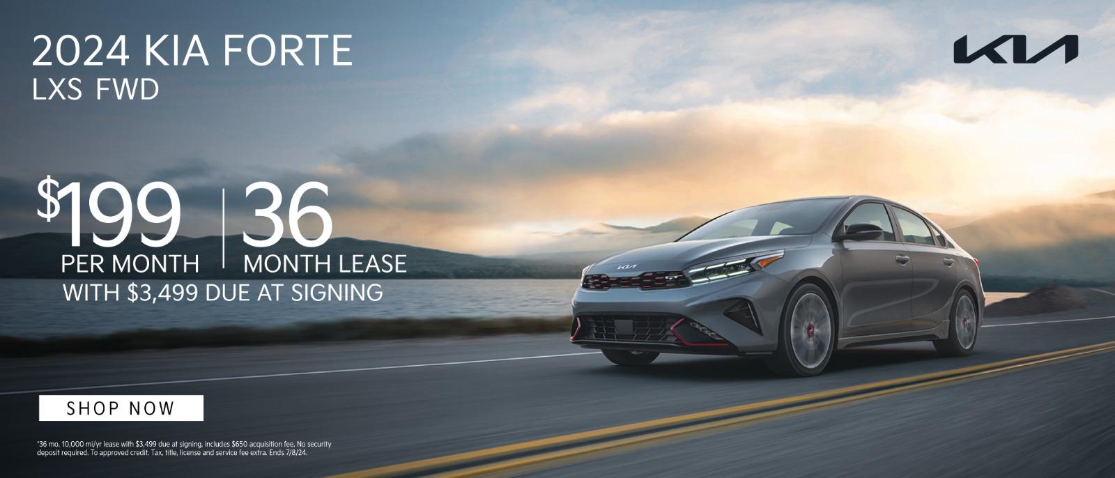 2024 Kia Forte LXS lease for $199 per month for 36 months