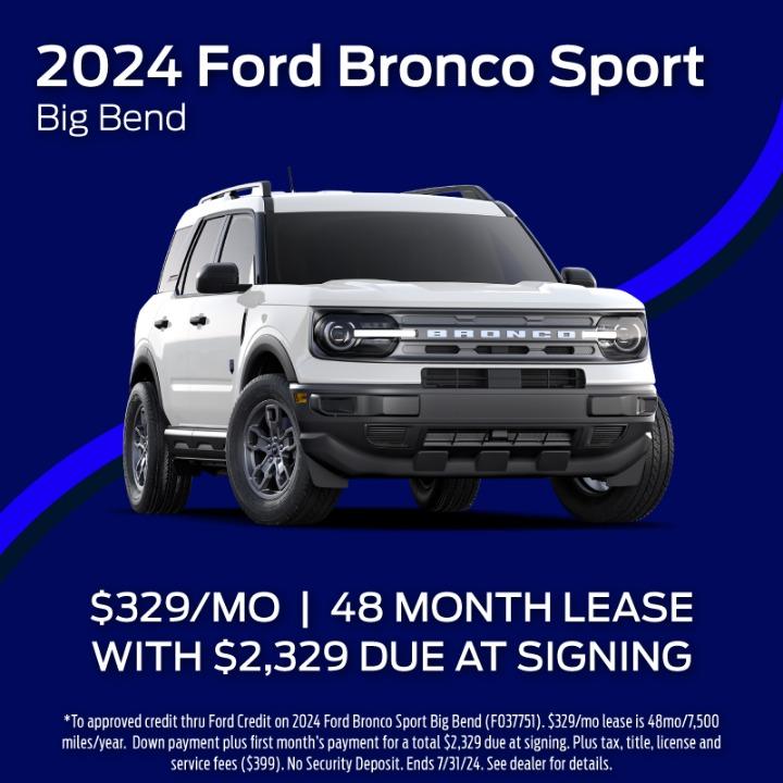 2023 Ford Bronco Sport Lease for $328 per month for 48 months