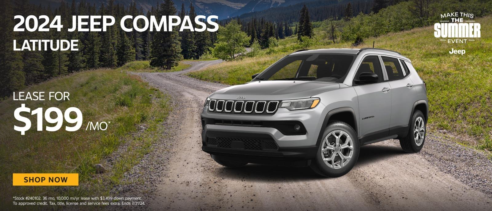 2024 Jeep Compass Latitude 4x4 lease for $199 per month
