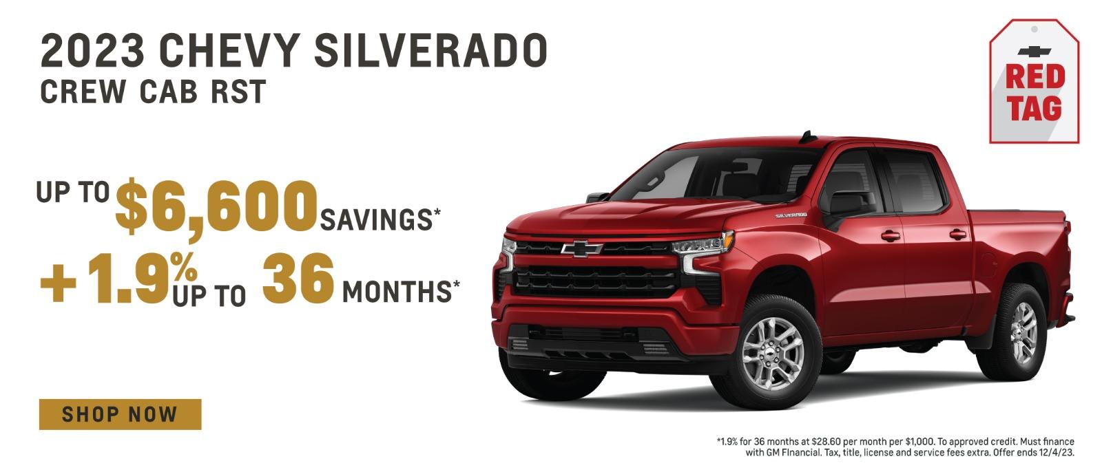 2023 Chevy Silverado Crew Cab Up To $6,600 savings + 1.9% up to 36 months