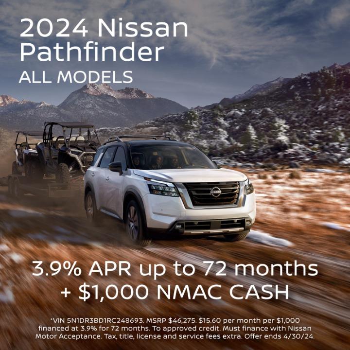 2024 Nissan Pathfinder 3.9 % APR up to 72 months