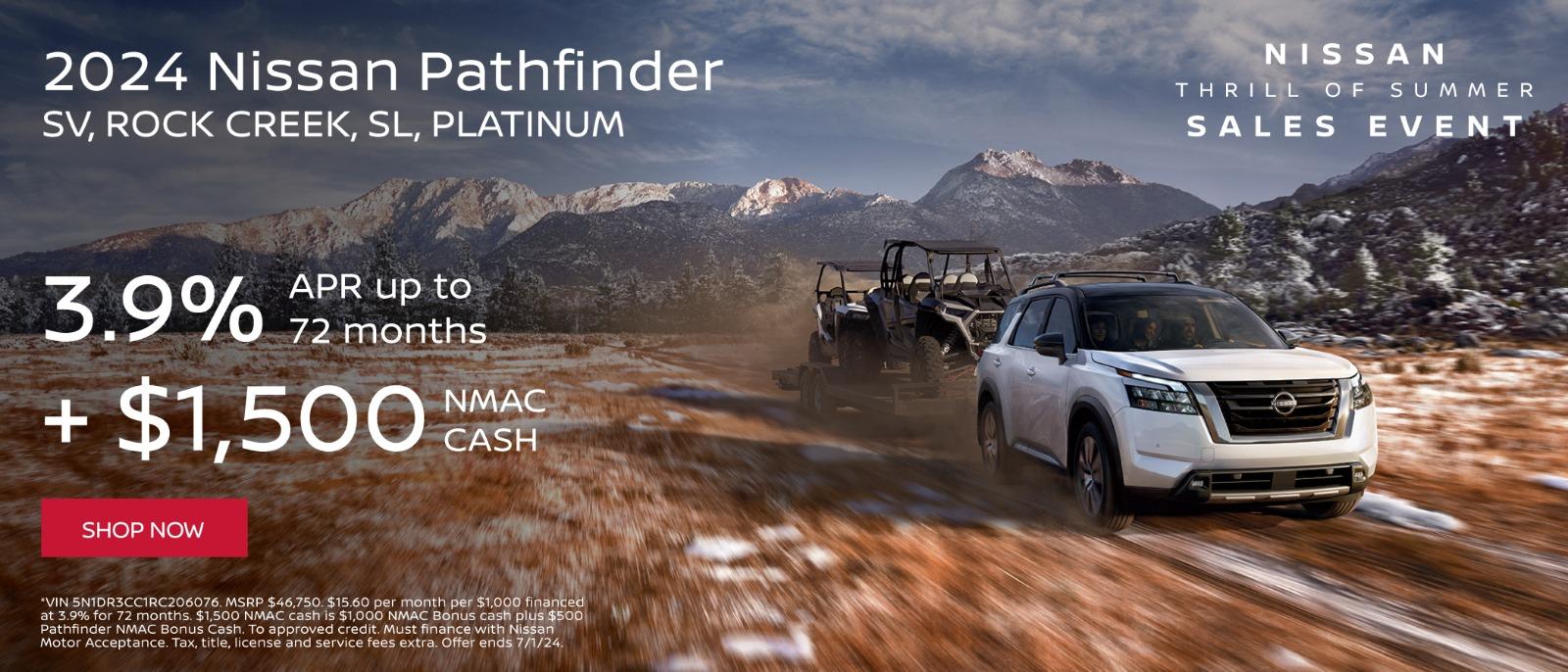 2024 Nissan Pathfinder 3.9 % APR up to 72 months