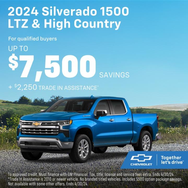 2024 Chevy Silverado LTZ & high country up to $7,500 Savings
