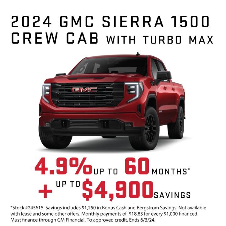 2024 GMC Sierra 4.9% up to 60 months + up to &$4,900 savings