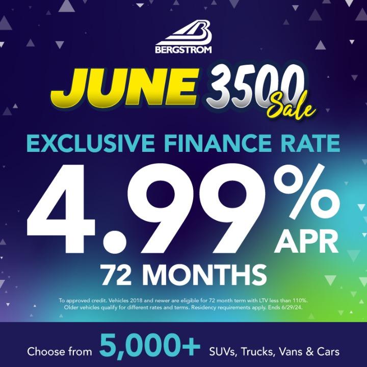 June 3500 Sale 4.99% APR up to 72 months