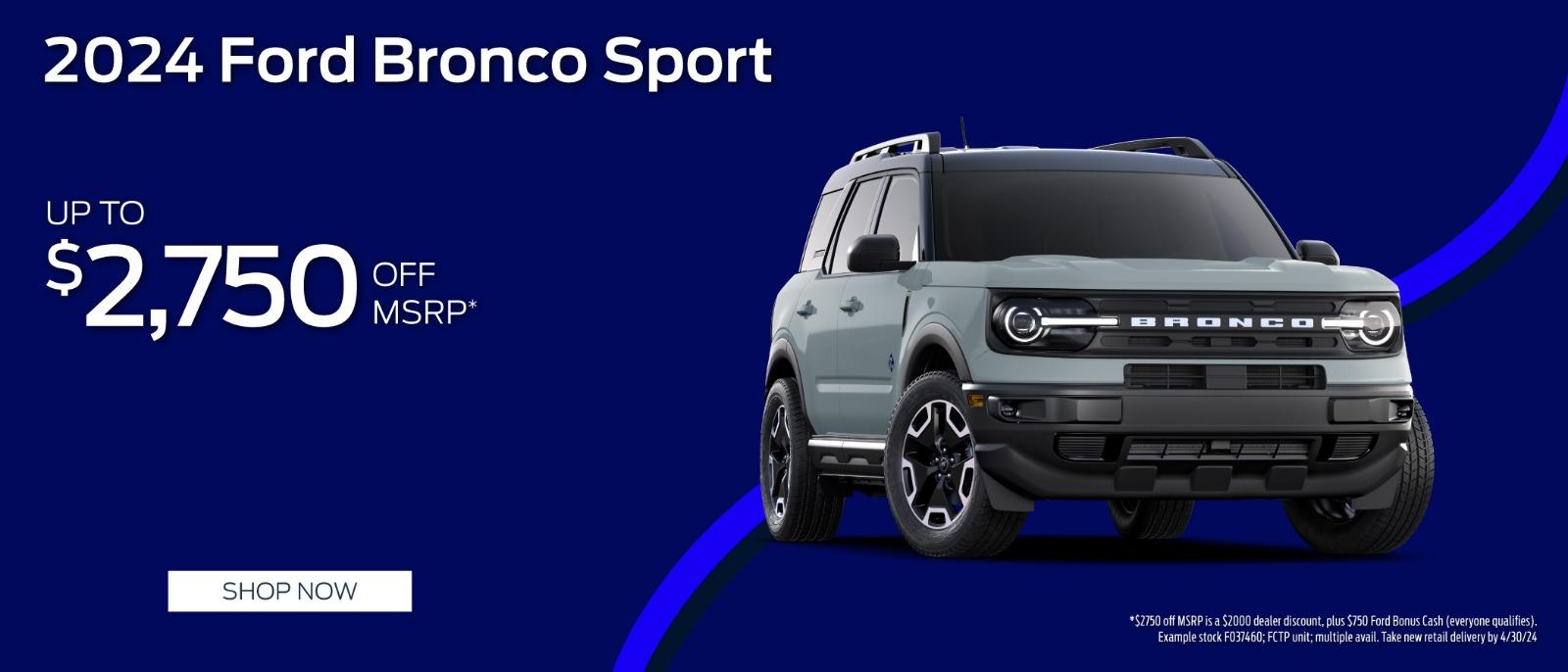 2024 Ford Bronco Sport $2,750 Off MSRP
