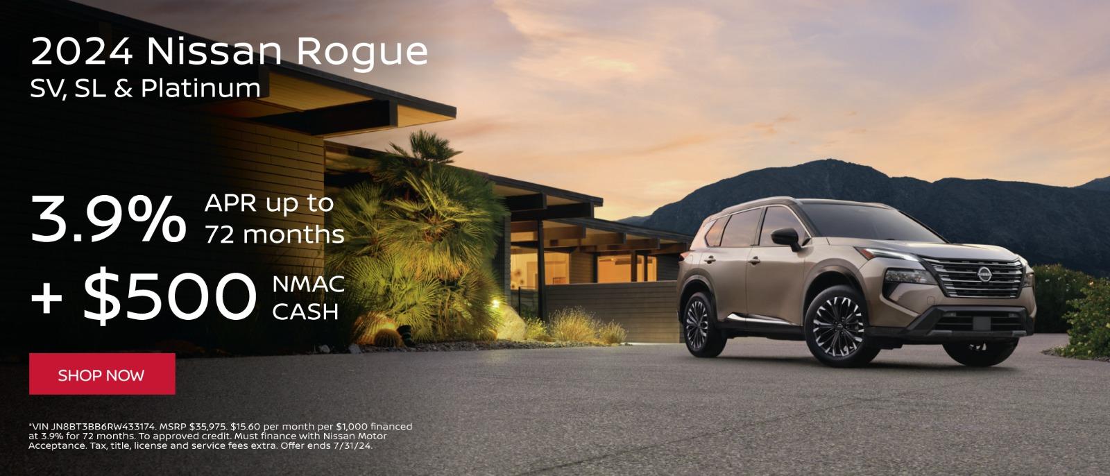 2024 Nissan Rogue 3.9% Apr up to 72 Months