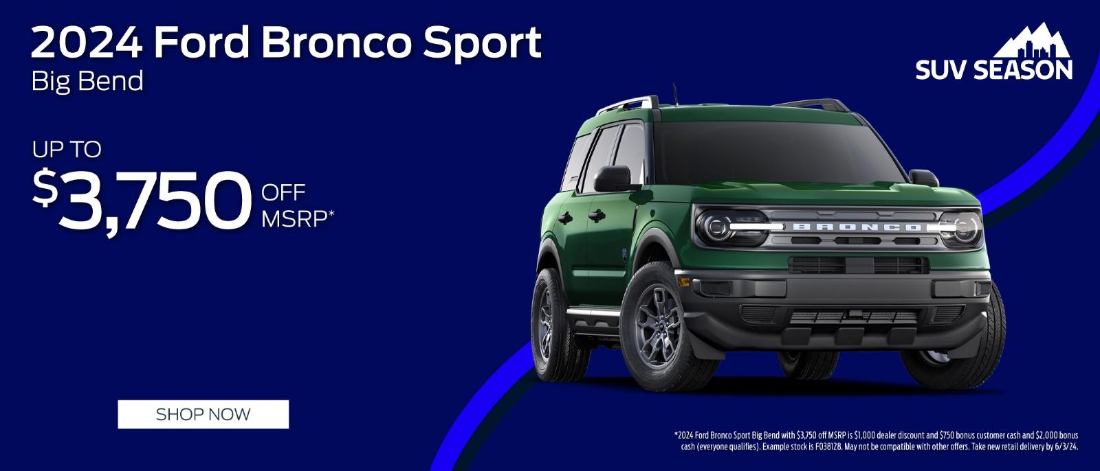 2024 Ford Bronco Sport $3,750 Off MSRP