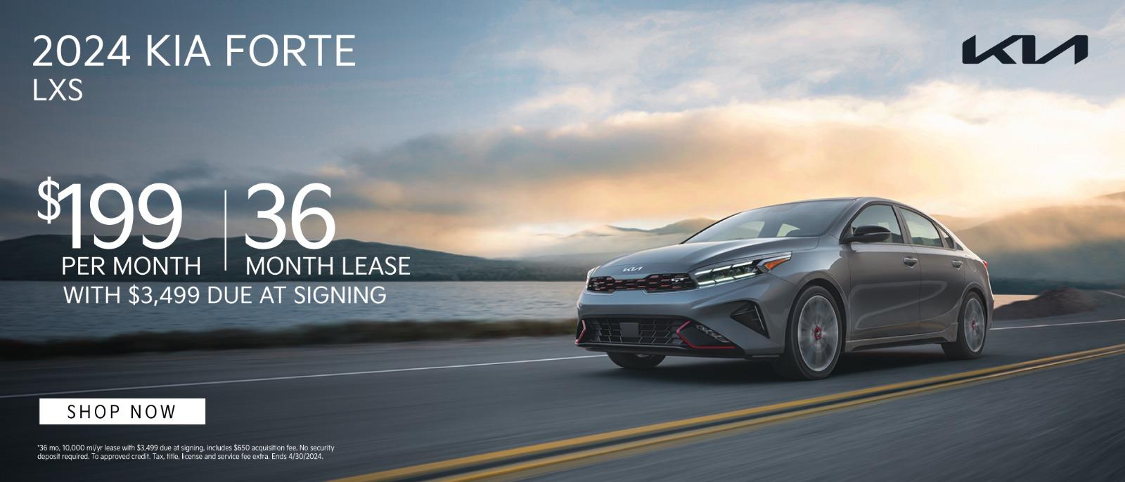 2024 Kia Forte LXS lease for $199 per month for 36 months