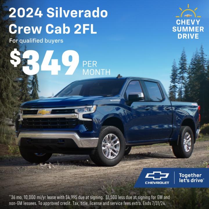 2024 Chevy Silverado 1500 lease for $349 per month for well qualified buyers