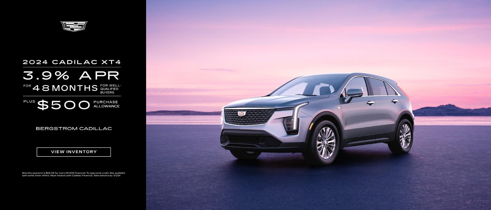 2024 Cadillac XT4 3.9% APR for 48 months plus $500 purchase allowance