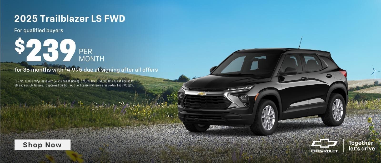 NEW 2025 Chevy Trailblazer lease for $239 per month