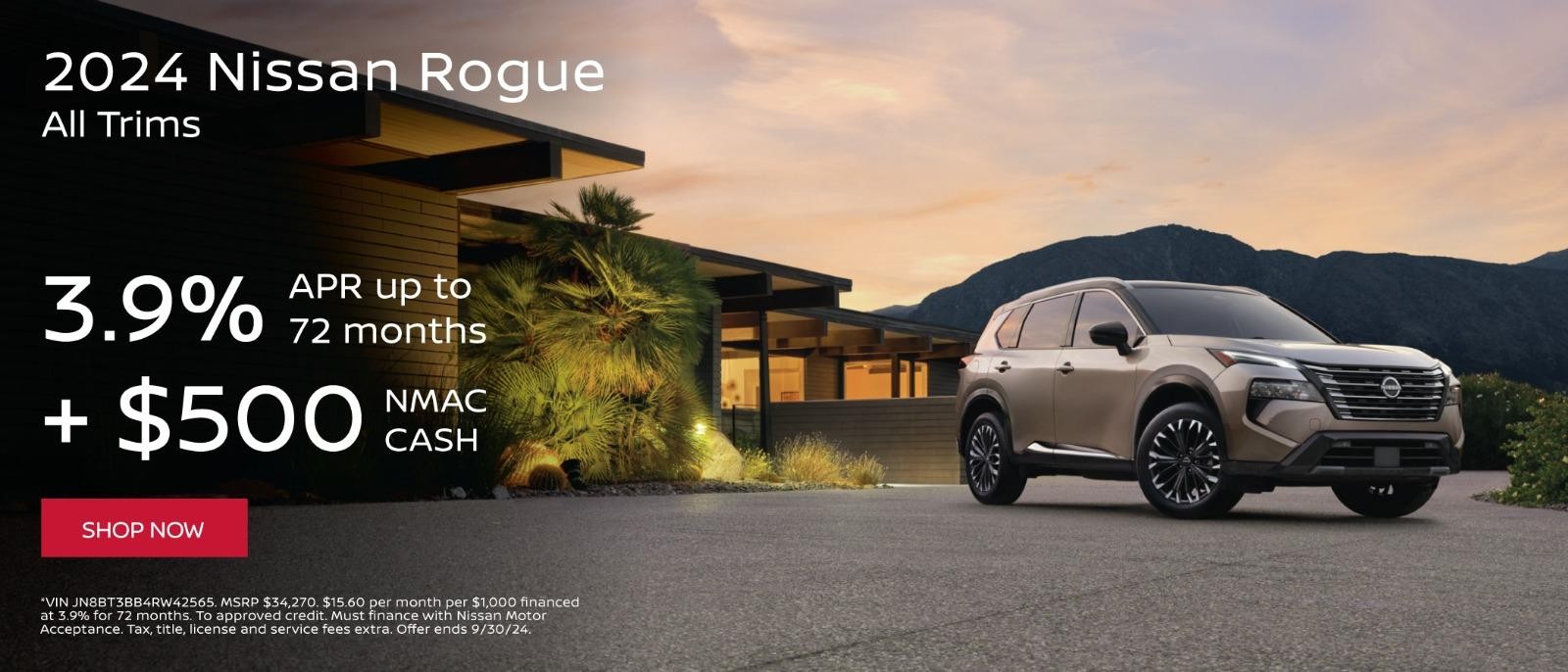 2024 Nissan Rogue 3.9% Apr up to 72 Months