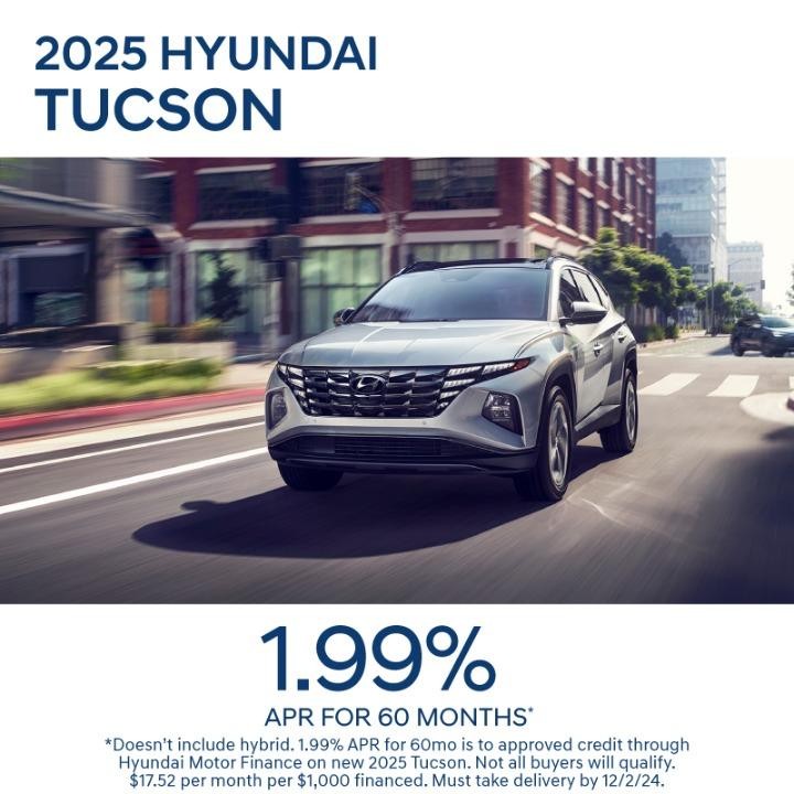 2025 Hyundai Tucson 1.99%Apr for 60months