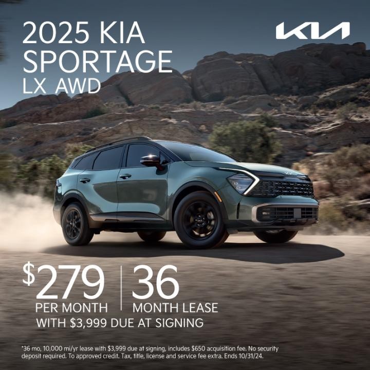 2025 Kia Sportage lease for $279 per month for 36 months